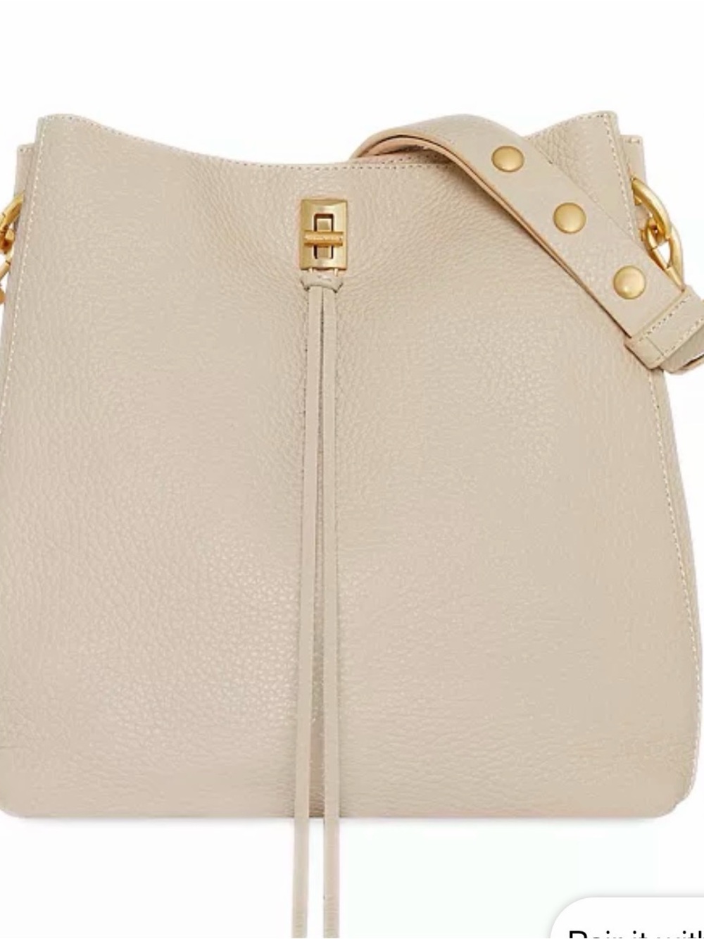 Rebecca Minkoff Darren Shoulder-Crossbody Pebbled Leather Bucket Bag in Taupe